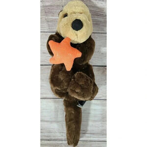 Unipak Plush Sea Otter with Shiny Orange Star Stuffed Animal Toy Brown 2014 15"